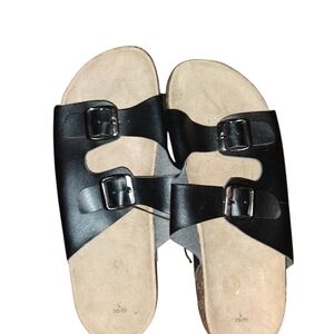 Black Nwot Double Strap Sandals